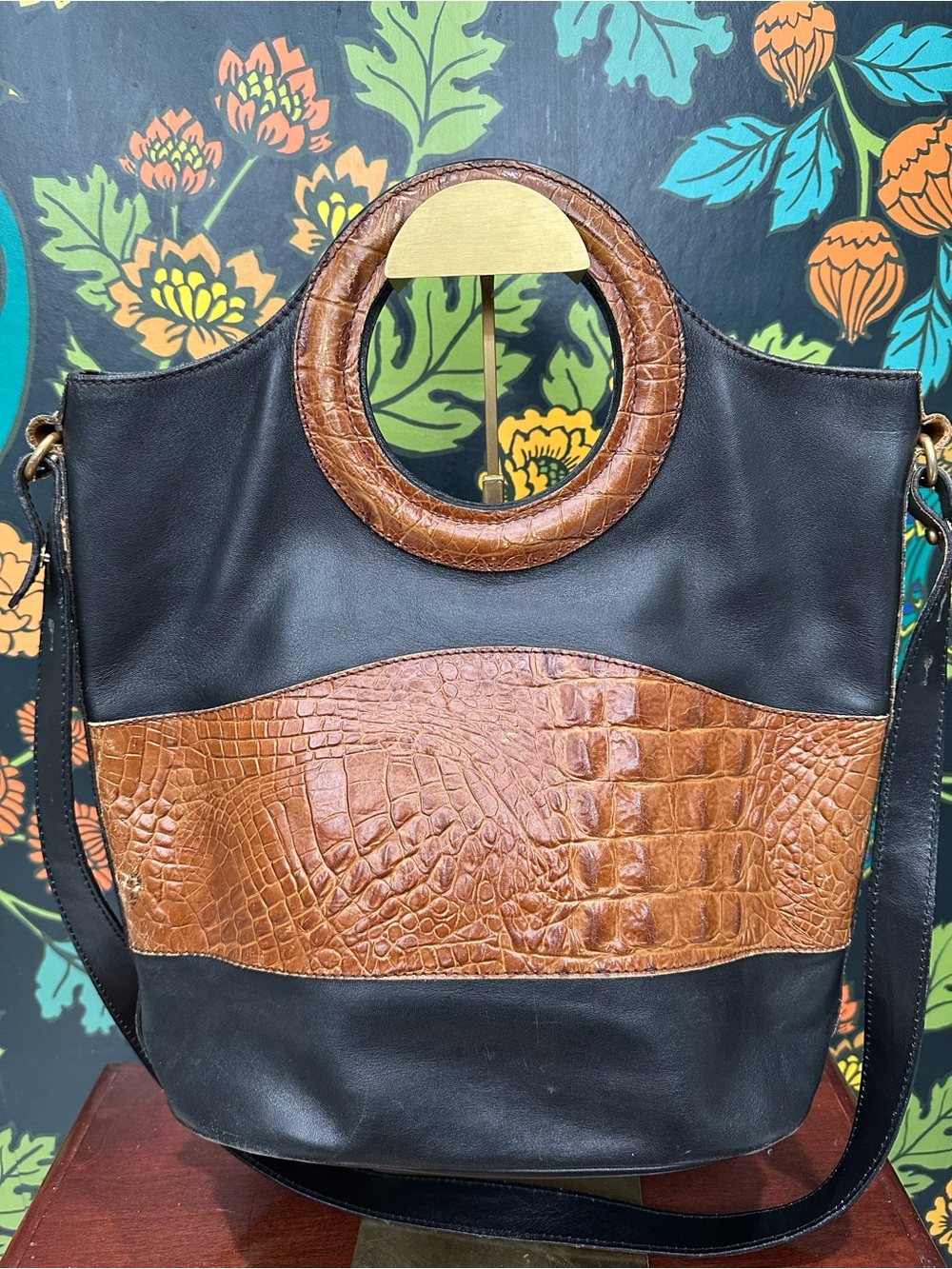 Vintage Bally Leather Circle Handle Bag 70s 80s - Picture 9 of 13